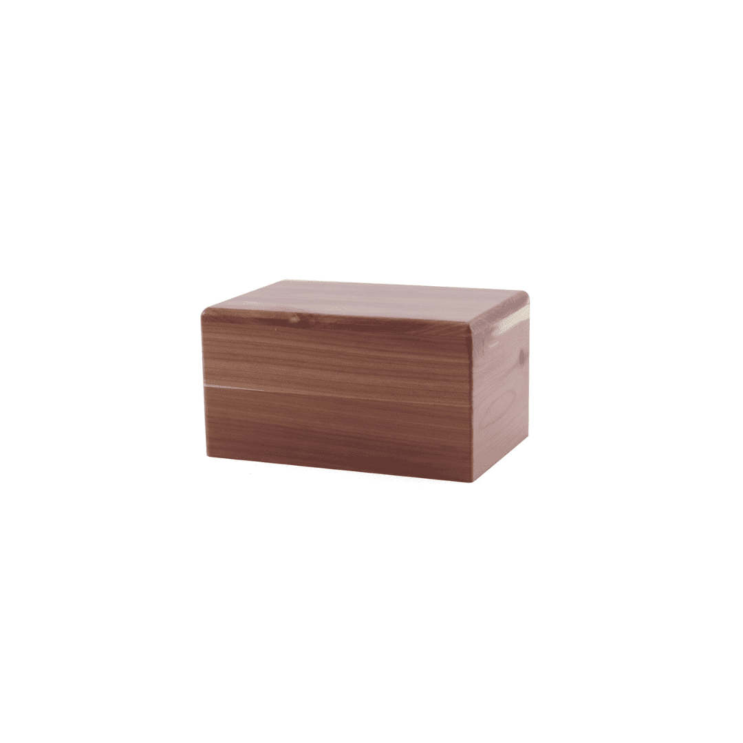 A wooden box on a white background.