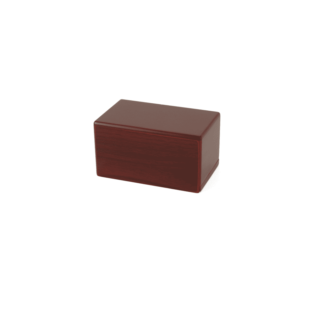 A small wooden box on a white background.